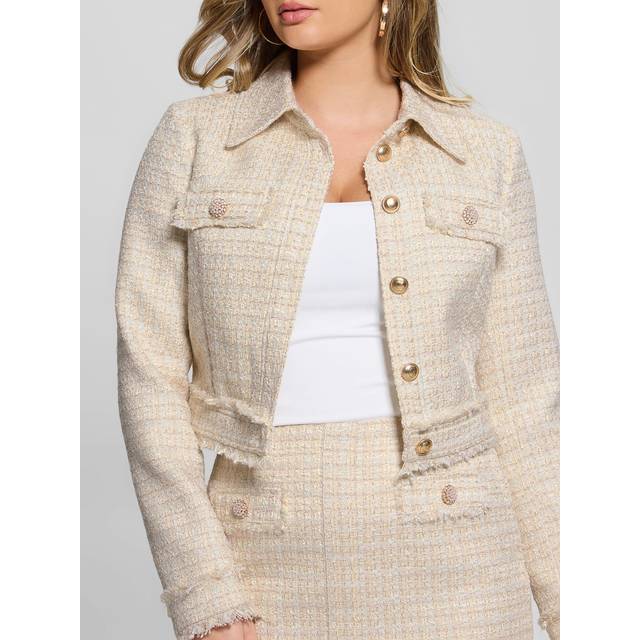 Guess Daphnee Cropped Jacket - Cream, Cream, Size Xl, Women - XL