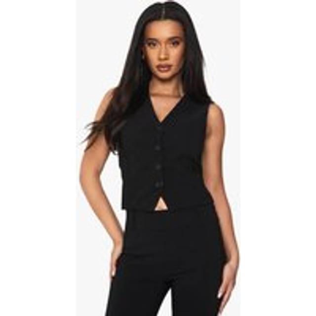 Womens Bengaline Fitted Waistcoat - Black - 16, Black