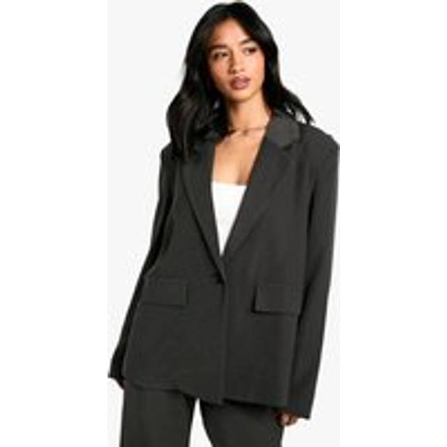 Womens Petite Oversized Blazer - Grey - 14