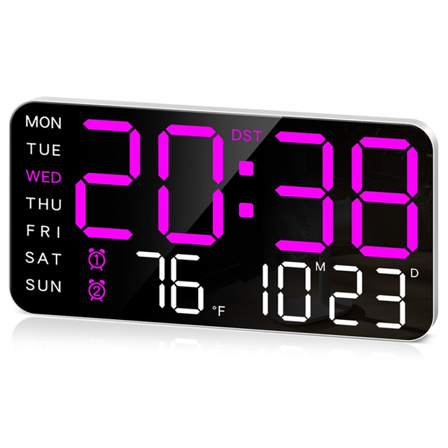 8.4In Large Digital Wall Clock,Led Alarm Clock with Big Digits, Date, Temperature, , for Room, Bedroom, Gift,