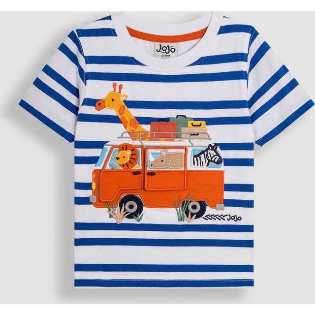 JoJo Maman Bébé Kids' Safari Friends T-Shirt, Ecru