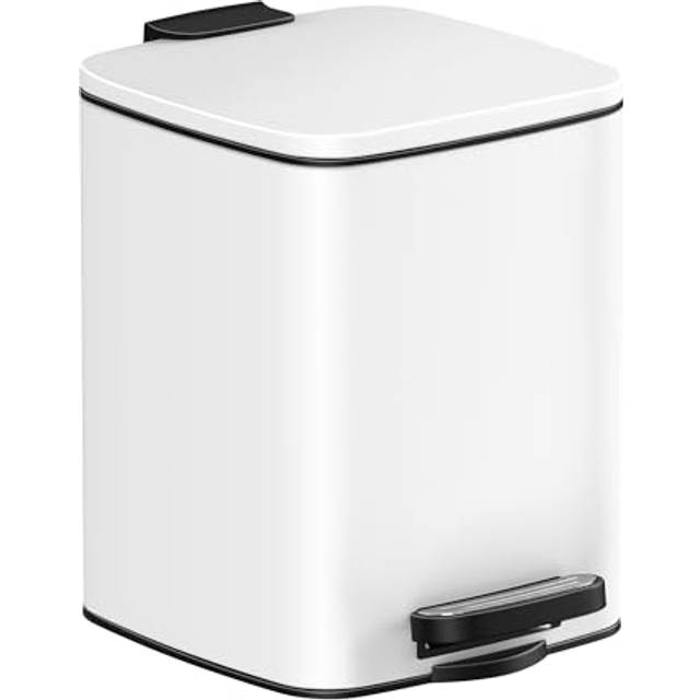 Small Steel Pedal Bathroom Bin, White / 23.9 x 19.3 x 25.5 cm