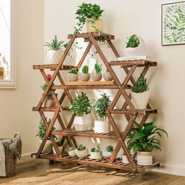 Large wooden plant pots flower stand muti-lader succulent bonsai display shelf