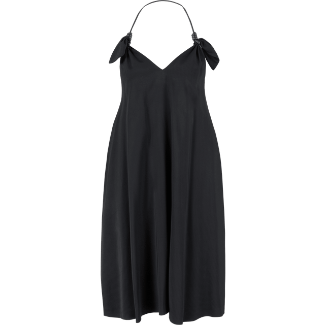 Halter Leather Knot Backless Mini Dress - BLACK - 38 FR (6 US)