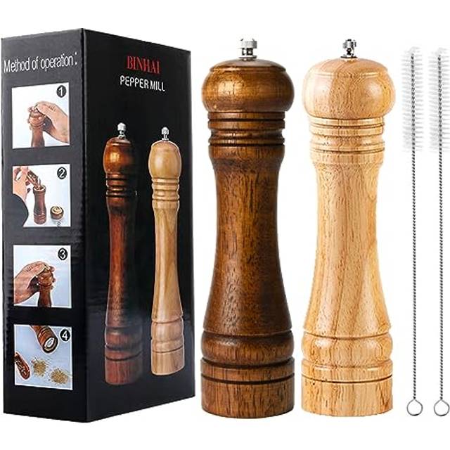 Pepper Grinder and Salt Mill Set with Adjustable Non-Corrosive Ceramic Spices Grinders, Adjustable Coarseness, Peppercorns Pots Shakers for