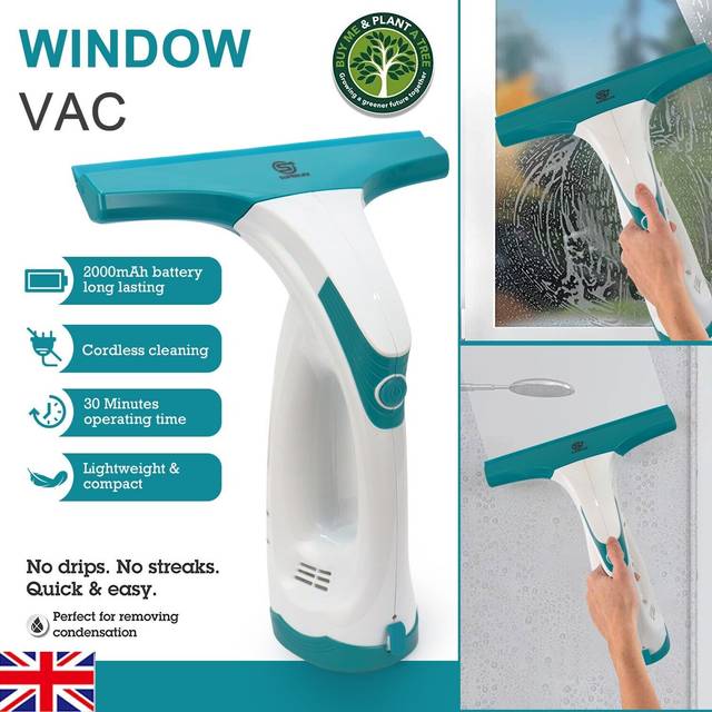 Cordless window vac rechargeable vacuum cleaner squeegee cleaning compact 130ml