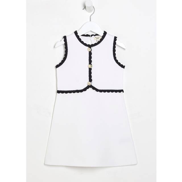 River Island Mini Girls White Shell Skater Dress - 4-5 Yrs