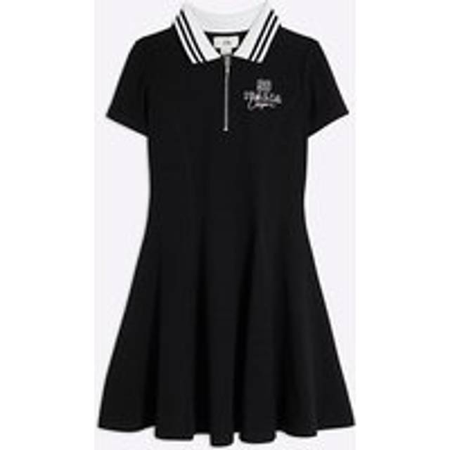 River Island Girls Black Ribbed Quarter Zip Italia Dress - 9-10 Yrs