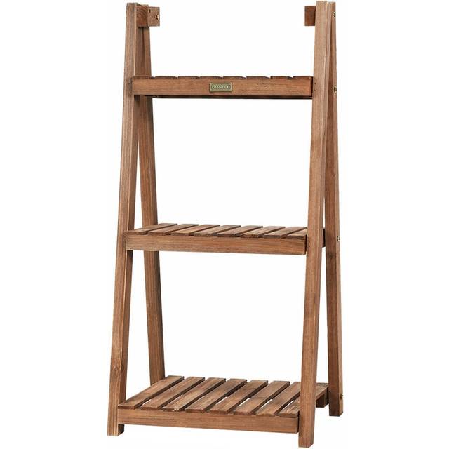 3 Tier Folding Wooden Flower Plant Pot Shelf Display