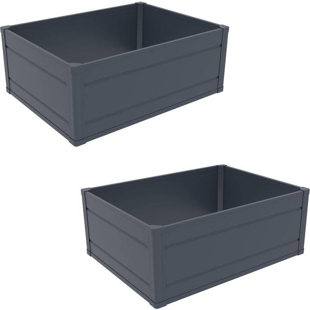 Garden Gear High Density Plastic Raised Garden Bed 80x60cm (x2), Grey