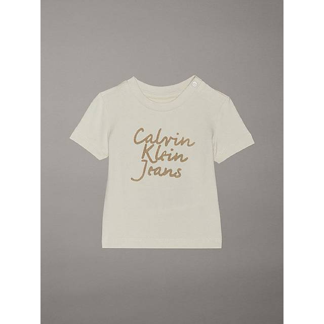 Calvin Klein Girls Ivory Cotton T-Shirt - 9 month