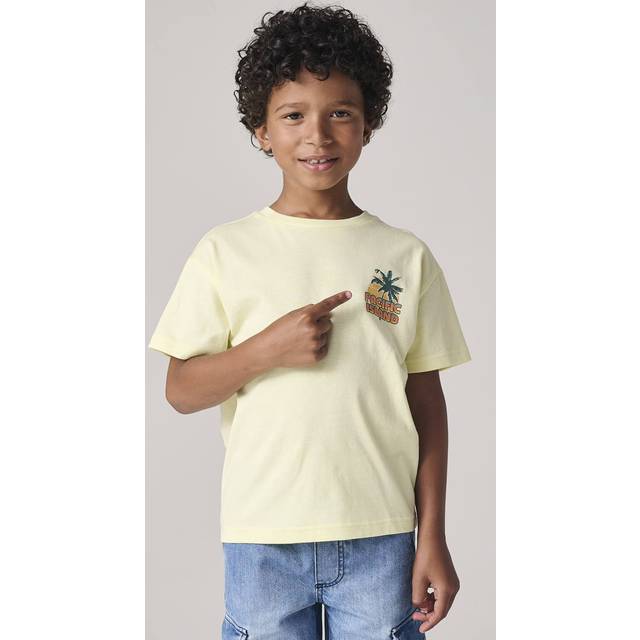 T-shirt with motif on front and back for boys pale yellow