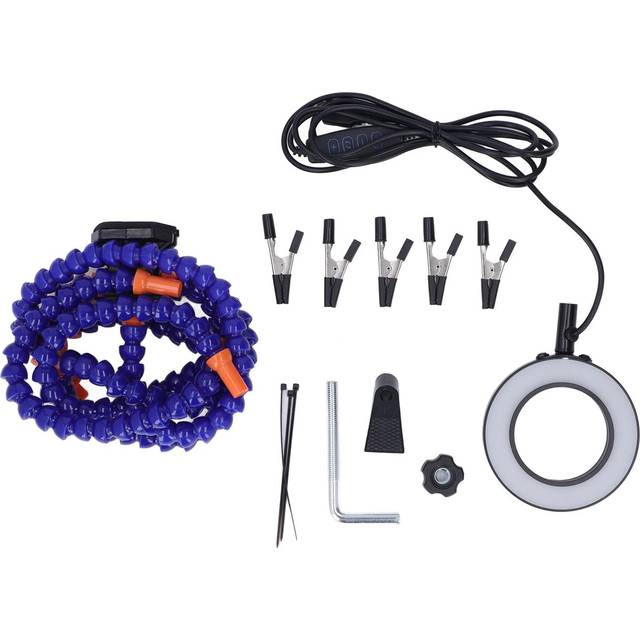 Soldering Helping Hand 5 Jaws 3X USB Magnifier ABS Flexible Arms Light Soldering Station Blue