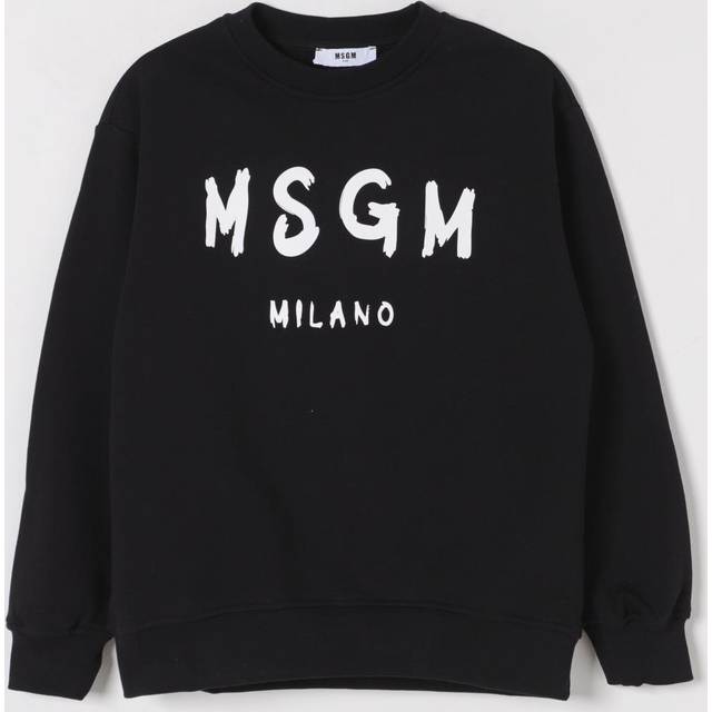 MSGM, Sweatshirts, unisex, Black, 14 Y, Round Neck Sweatshirt