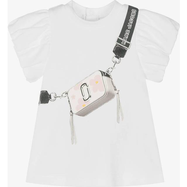 Marc Jacobs Girls White Cotton Snapshot Bag Dress - 12 month