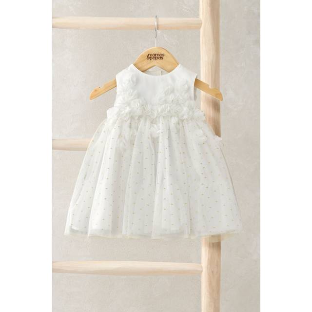 3D Floral Dress - WHITE - 2-3 Years