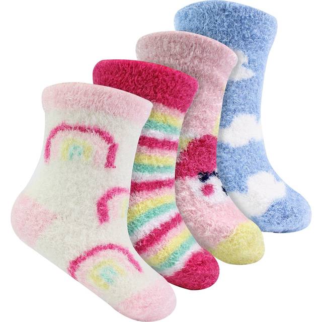 (6-12 Months, Unicorn) Sock Snob - 4 Pack Baby Girls Cosy Patterned Socks