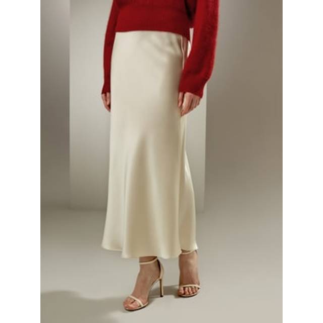 LILYSILK Silk White Long Skirt Mulberry Silk Luxurious Texture Durable UK White UK 20