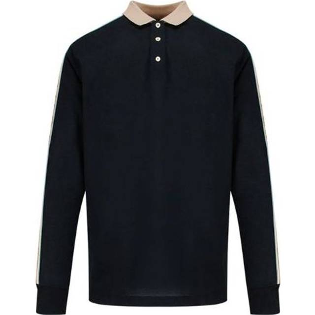 Gucci SS20 Side Sleeve Logo Striped Ribbon Long Sleeve Polo Shirt For Men Black 598955-XJB0Q-1082 - XS
