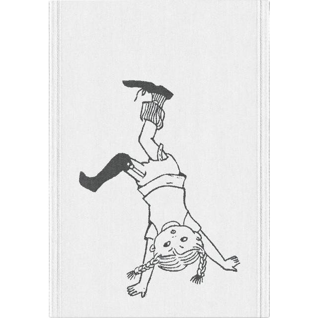 Hoppsan Pippi kökshandduk, Svart-vit, 35x50