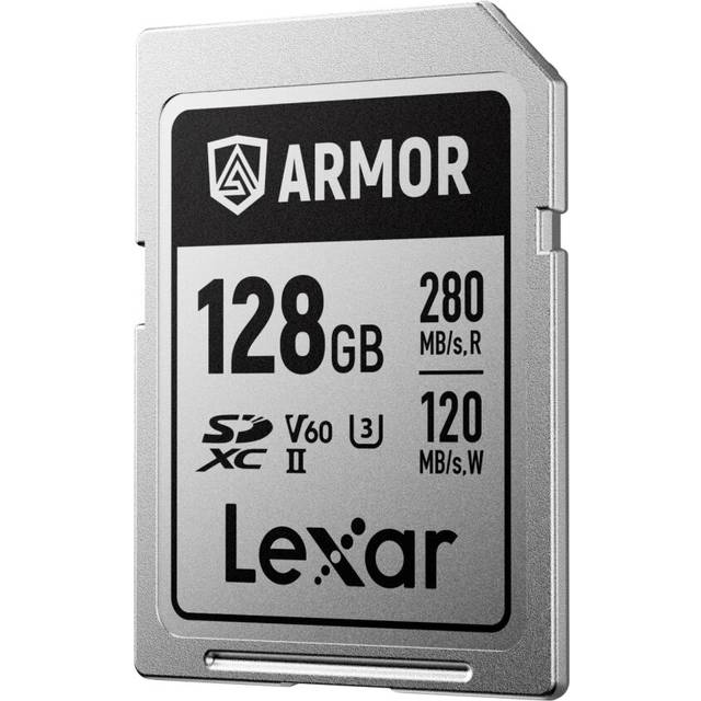 ARMOR SILVER PRO SD Card 128GB, UHS-II SD Memory Card, Stainless steel, C10, U3, V60, 6K UHD Video, up to 280MB/s Read, 120MB/s Write, SDXC Card for