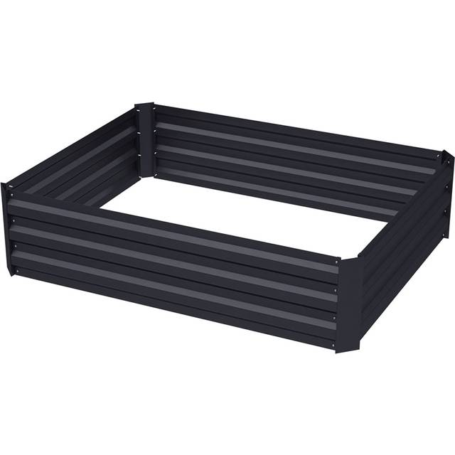 Living and Home 3.9 x 2.9ft Black Rectangle Weather Resistant Steel Raised Garden Bed - 30 x 120 x 90cm