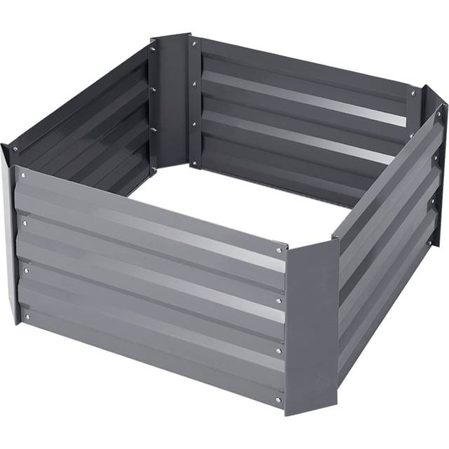 Living and Home 3.2 x 3.2ft Grey Rectangle Weather Resistant Steel Raised Garden Bed - 30 x 100 x 100cm