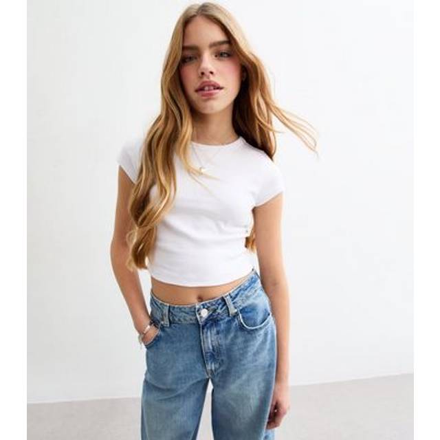 New Look Girls' White Cap Sleeve Baby Tee Top - 9 years