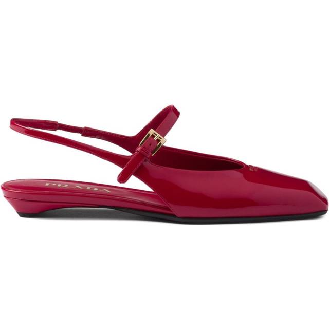 Prada - leather slingback ballerina shoes - women - Patent Leather/Rubber/Calf Leather/Leather - 38 - Red