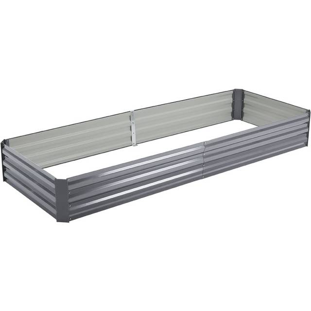 Living and Home Grey Rectangle Galvanised Steel Raised Garden Bed 240 x 90cm - 30 x 240 x 90cm