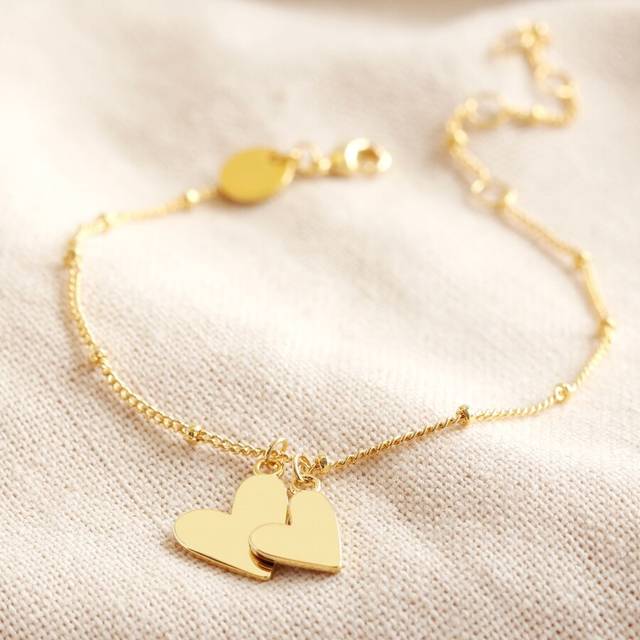 Gold Falling Heart Charms Bracelet - gold - one size