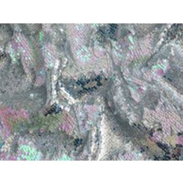 Minerva Core Range Reversible Flip Sequin Mesh Fabric Silver