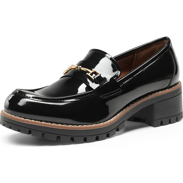 DREAM PAIRS Women's Chunky Loafers  Platform Comfortable Slip-On Dressy Business Casual Shoes  SDLS2410W Size 6.5 Black-Pat