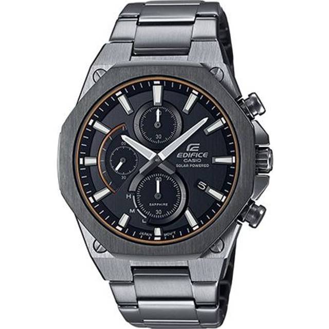 CASIO Waterproof Sports EDIFICE Solar Powered Mens Black Analog EFS-S570YDC-1A - Free