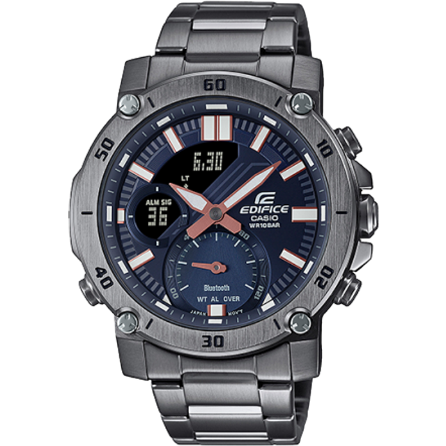 Casio Edifice Limited Edition Analog-Digital Watch 'Grey Metallic Blue' - Black - Free