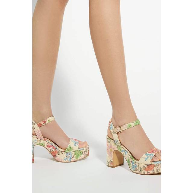 Dune Monotone Floral Block Heeled Sandals, Multi