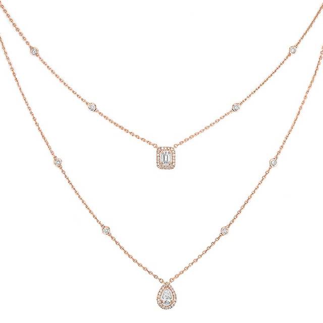 Messika My Twin 18ct Rose Gold 0.80ct Diamond Two Row Necklace - Gold