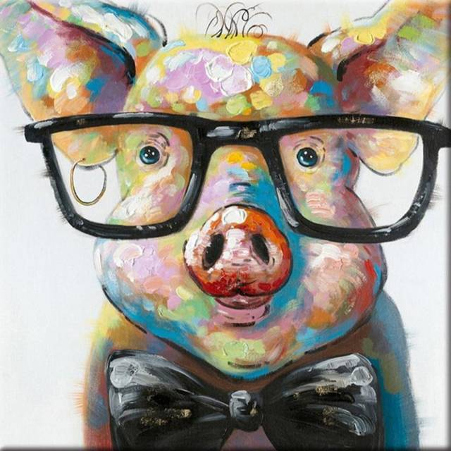 5D DIY Diamond painting Colored pig Diamond Embroidery Mosaic Cross Stitch Rhinestone home decoration gifts 30X30CM