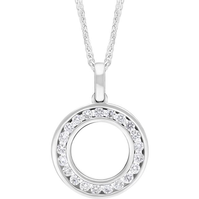 18ct White Gold 0.25ct Diamond Circle Necklace