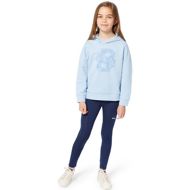 BOSS för pojkar. J52147 Blå Sweatshirt med huva (12años= 150cm), Casual, Bomull, barnmode (12años= 150cm)