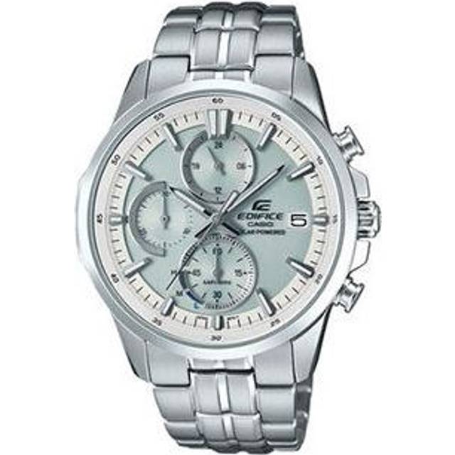 CASIO Waterproof EDIFICE Sapphire Crystal Solar Powered Stainless Steel Strap Mens White Analog EFB-610SBD-7AVUPR - Free