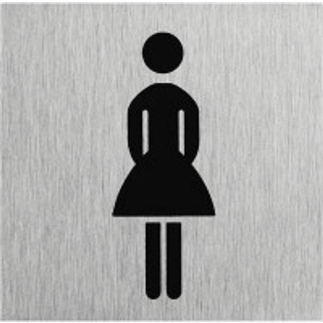 Dörrskylt i aluminium "piktogram damer" 60x60mm