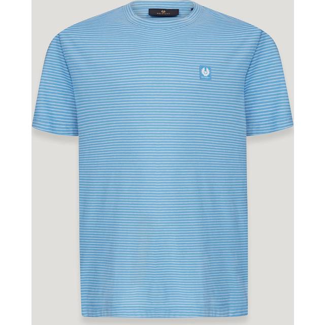 Belstaff Micro Striped T-shirt Men's Yarn Dye Jersey Micro Stripes Hydra Blue / Natura L Size S - Hydra Blue / NaturaL