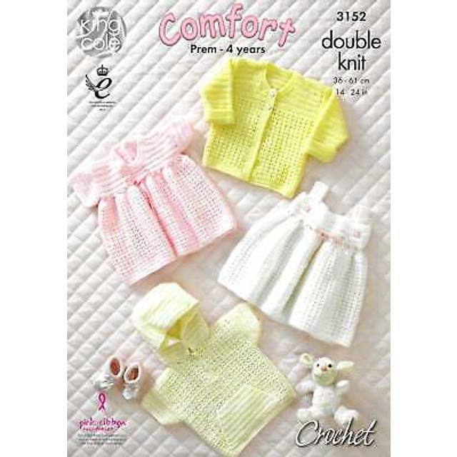 King cole crochet pattern 3152 jacket cardigan & dresses knit in comfort dk