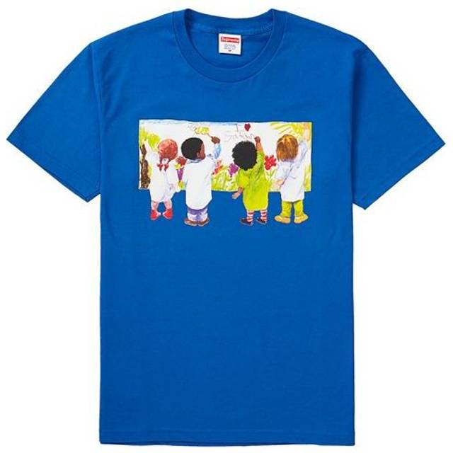 Supreme SS19 Kids Tee Royal Kids Graffiti Round Neck Short Sleeve Unisex Blue SUP-SS19-054 - M