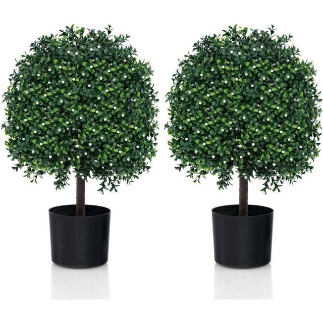 Set med 2 konstgjorda topiary träd i bollform med UV-skyddade blad och frukter