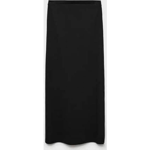Long skirt with side slit black - Teenage girl - L - MANGO TEEN - Black