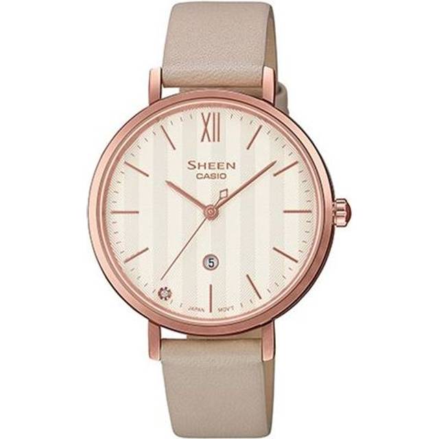 CASIO SHEEN Waterproof Quartz Sapphire Crystal Pink Analog - PINK - Free