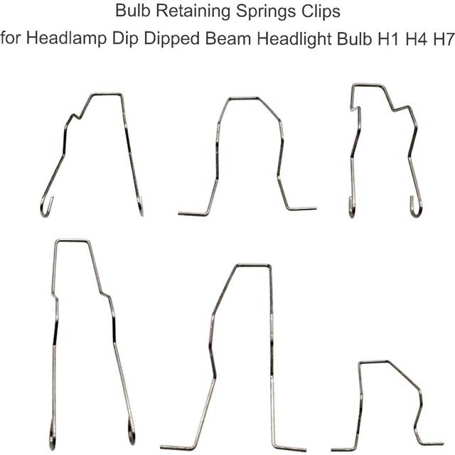 Glödlampshållarfjädrar Clips för Strålkastare Halvljus Strålkastare Glödlampa H1 H4 H7