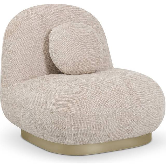 Privatefloor - Curved Contemporary Style Design Armchair Upholstered in Chenille - Larry Beige